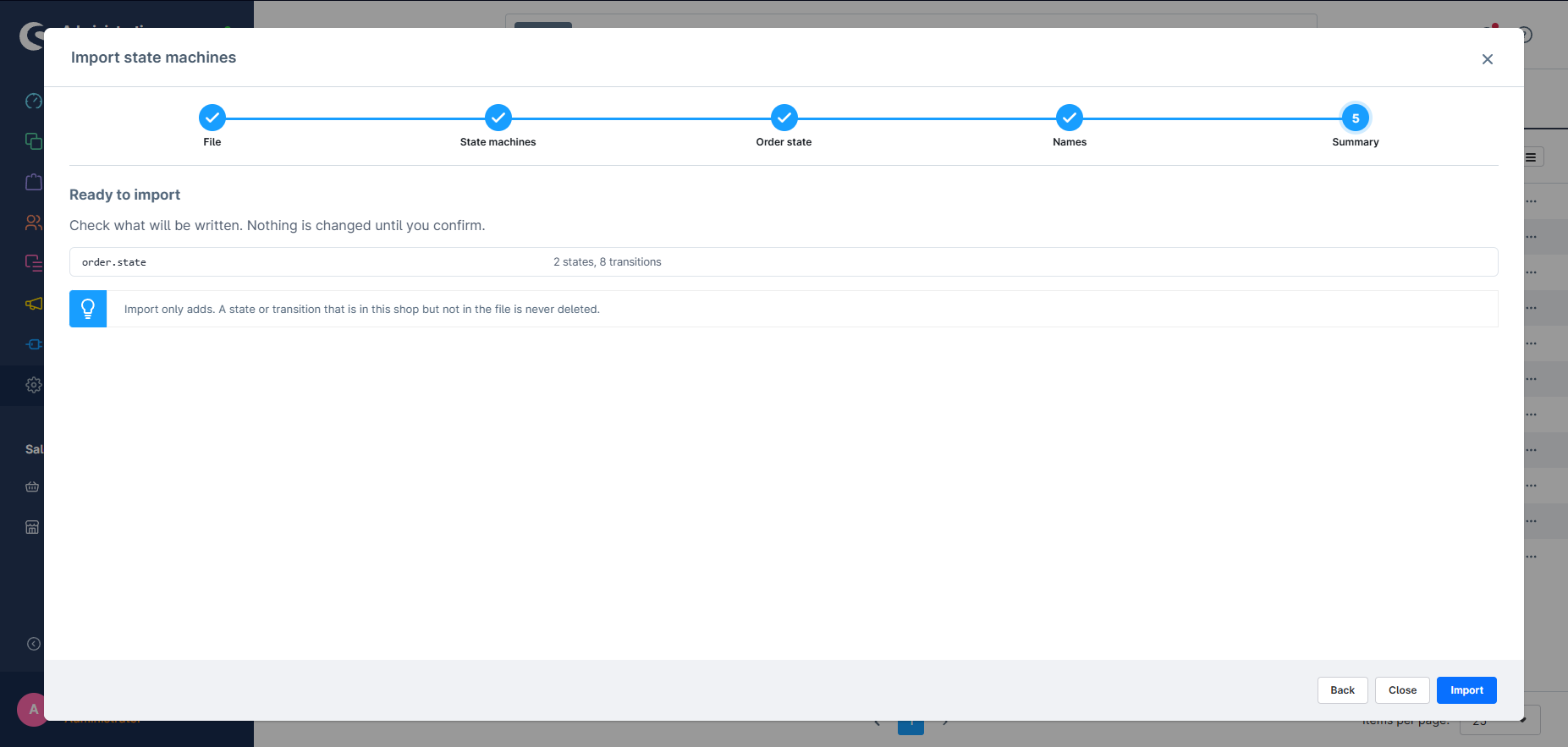 The summary step, listing what will be created